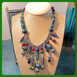 💐VTG Kashmiri Indian Trade Handbeaded Necklace💐